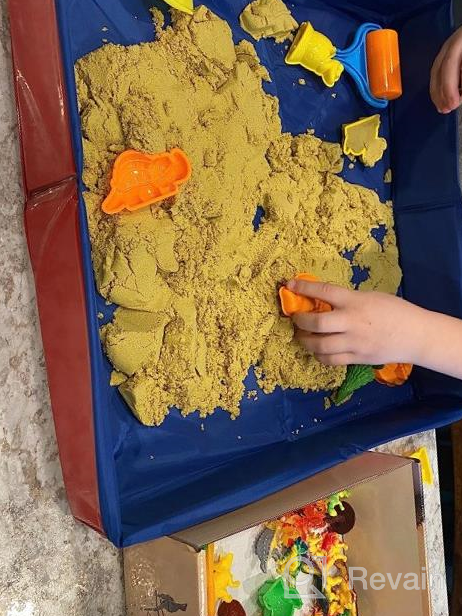 img 1 attached to KiddosLand Dino Play Sand For Kids,3Lbs Magic Sand,38Pcs Sand Toys Include Sandbox,12 Dinosaur Figures,11 Dino Molds,Cleaning Set And Numerous Sand Tools,Dinosaur Toys Gift For Girls Boys Ages 3+ review by William Burnett