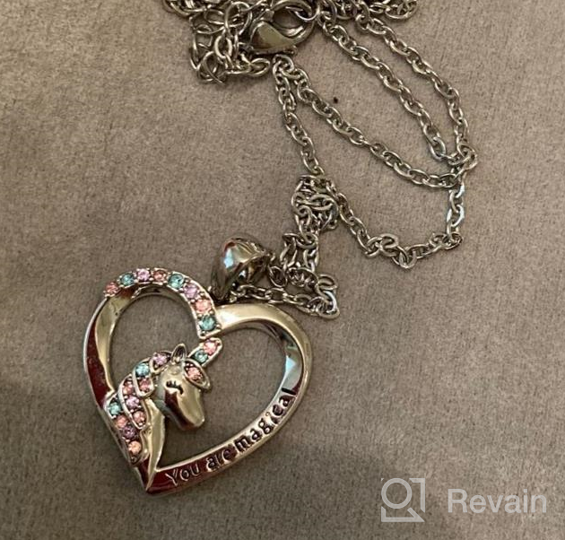 img 1 attached to Sparkle with UNGENT THEM Magical Unicorn Necklace for Girls - Crystal Heart Pendant for Enchanting Unicorn Jewelry Gifts; Perfect for Daughter, Granddaughter, Niece | Ideal for Birthdays and Christmas! review by Jen Slocum