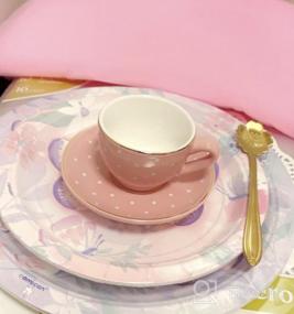img 7 attached to 13-Предметный фарфоровый набор чая для девочек в голубой полосатый дизайн от Jewelkeeper