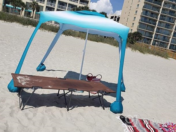 img 1 attached to 6.2'×6.2' AMMSUN Beach Cabana Canopy Tent With Sand Pockets, Easy Set Up And Take Down, Instant Sun Shelter With Privacy Sunwall - Sky Blue review by Demetrio Lowe