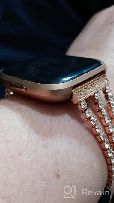 img 1 attached to Stylish Bracelet Replacement Band With Diamonds For Fitbit Versa 2 Smart Watch - Compatible With Fitbit Versa, Versa Lite, And Versa 2 Bands For Women - Silver review by Shane Palma