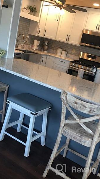 img 1 attached to Add Sophistication To Your Home With DTY Cortez Bonded Leather Stool - 24" Weathered Gray Finish, Counter Height And Black Leather Seat review by Adam Cummings