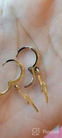 img 5 attached to 🌟 Huggie Dangle Hoop Earrings, 14K Gold Plated with Cross, Moon, Star, Shell, Hollow Heart, Evil Eye, Lightning, Drop, and Butterfly Details - Handmade Jewelry Gift for Women and Teen Girls