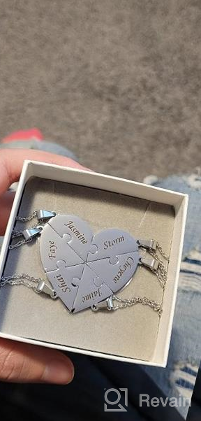 img 1 attached to Sterling Silver BFF Puzzle Name Heart Necklace Set - 2/3/4/5/6/7/8 Pcs Personalized Family Love Jewelry With Free Engraving And Delicate Packaging review by John Snook