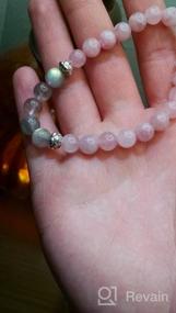 img 5 attached to Natural Stone Bracelet For Women: Pink Rose Quartz And Labradorite Gemstones