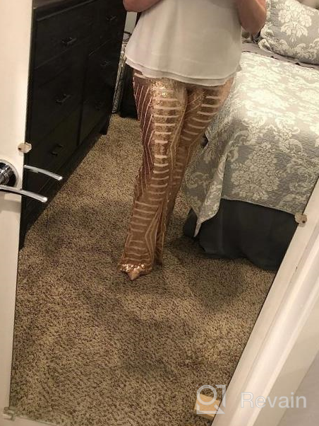 img 1 attached to Sparkle In Style: AZOKOE Sequin Bell Bottoms - Women'S High Waist Wide Leg Palazzo Lounge Pants review by Victor Correa