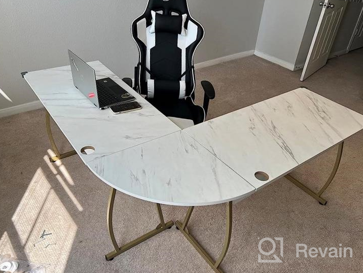 img 1 attached to Maximize Your Productivity With RIF6'S Durable L-Shaped Computer Desk With Adjustable Keyboard Tray For Home Office, PC, Laptop, Gaming, And Writing! review by Justin Heynoski