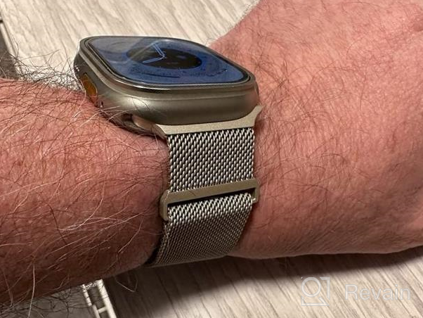 img 1 attached to Stylish & Secure: OULUOQI Stainless Steel Mesh Loop Magnetic Clasp Compatible Watch Band For Apple Watch Series review by John Taylor