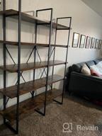 img 1 attached to Vintage Industrial Double Wide Bookcase With 5 Large Shelves - Perfect For Home Decor And Office Displays review by Ron Thomas