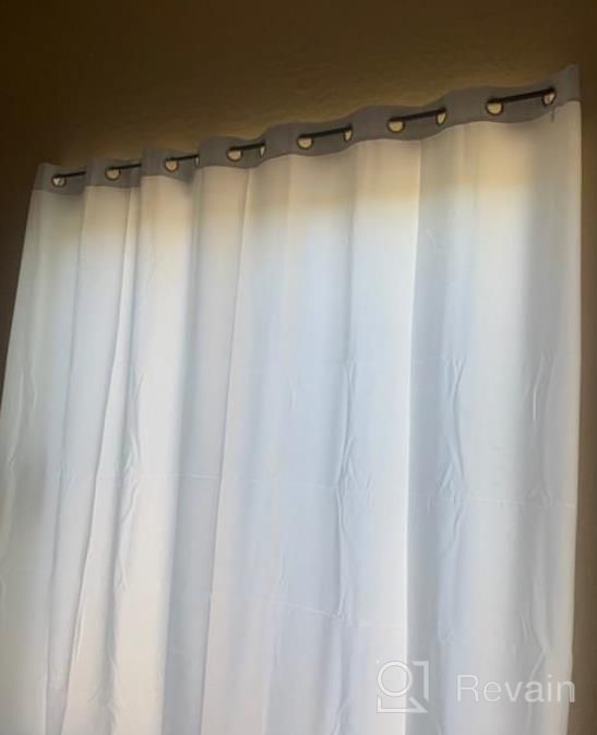 img 1 attached to Grey Blackout Thermal Patio Door Curtains By Yakamok - Grommet Top Sliding Glass Door Blinds, Room Darkening Split Room Divider Curtains (Light Grey, 100" W X 84" L) review by Beth Wilson