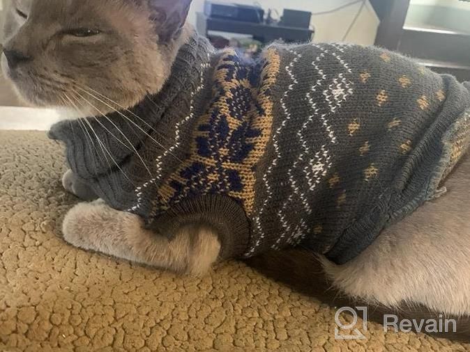 img 1 attached to 🐱 Evursua Winter Knit Cat Clothes Sweater for Small Dogs and Cats - Warm, Soft, High Stretch - Fits Male and Female Pets review by Jessie Vrbensky