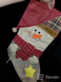 img 6 attached to Set Of 3 18" Plush Christmas Stockings: Santa, Snowman, And Reindeer Characters With Long Legs - Festive Home Decorations And Party Accessories For Kids