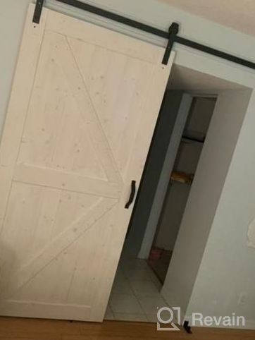 img 1 attached to 48In X 84In Grey Sliding Barn Door With 8Ft Hardware Kit, Pre-Drilled Ready To Assemble DIY Unfinished Solid Spruce Wood Panelled K-Frame review by Rob Marsh