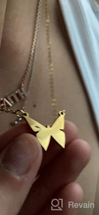 img 1 attached to 🦋 SEMBILAN 14K Gold Plated Butterfly Pendant Necklace with Alphabet Initials: Stylish Jewelry Gifts for Women, Ladies, Girls, and Teens review by Jill Foster