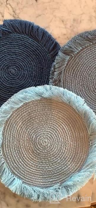 img 1 attached to Set Of 3 Mulan Gray Cotton Pot Holders For Kitchen, Ideal For Hot Dishes, Pots, And Pans - 8.5 Inches Round, Stylish Trivets Or Hot Pads For Wooden Tables Or Modern Farmhouse Decor From Folkulture review by Amy Maeva