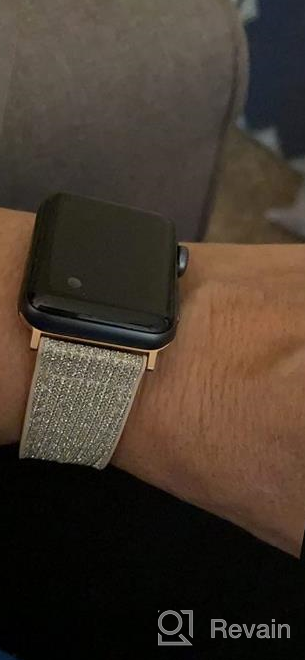 img 1 attached to Compatible With Apple Watch Band 45Mm 38Mm 40Mm 41Mm 42Mm 44Mm, CTYBB Blingbling Sweatproof Genuine Leather And Silicone Band For IWatch Series 8 7 6 5 4 3 2 1 SE Ultra,(Glitter Silver, 45Mm 42Mm 44Mm) review by Christine Rogers