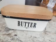 img 1 attached to Farmhouse-Style Butter Dish With Lid - Ceramic Countertop Butter Keeper For Fridge And Tabletop review by Toby Galbraith