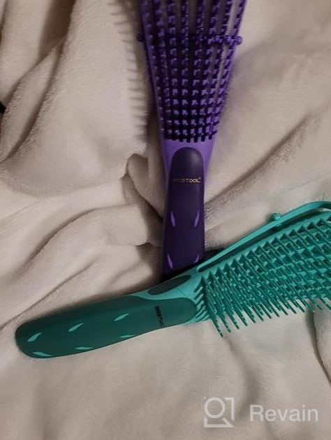 img 1 attached to 👩 BESTOOL Detangling Brush for Curly Hair - Fast & Easy Detangling for Natural Black Hair, Afro 3/4abc Texture, Wet or Dry Hair with No Pain (Blue) review by Greg Peitz