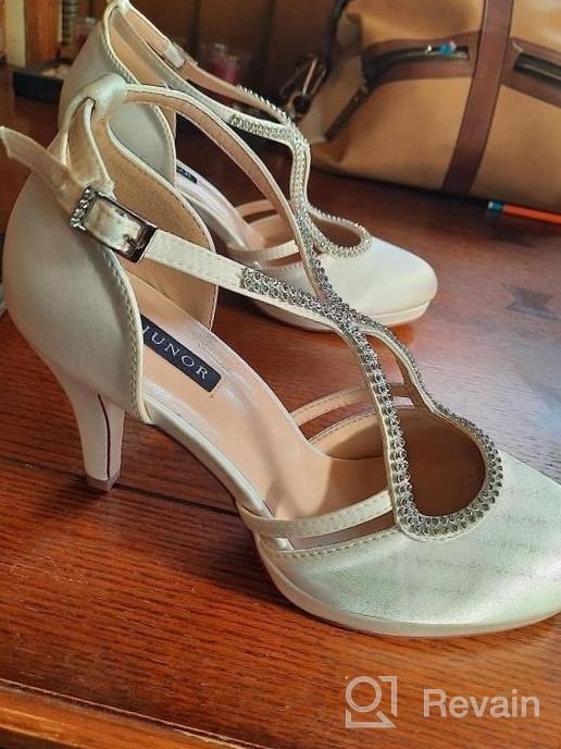 img 1 attached to ERIJUNOR Bridal Wedding Shoes - Low Heel Satin Ankle Strap With Closed-Toe Platform For Women'S Comfort review by Darin Grosz