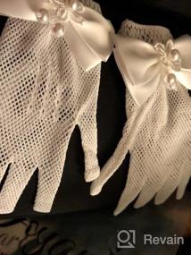 img 6 attached to 🌸 Chuangdi Flower Girl Gloves: Short Princess Gloves with Bow Tie and Faux Pearl Embellishments, Ideal for Wedding Party, First Communion (Lace Type, White)