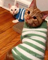 img 1 attached to Soft And Warm Striped Sweaters For Cats And Small Dogs - High Stretch Knitwear For Male And Female Kitties review by Greg Mcnealey