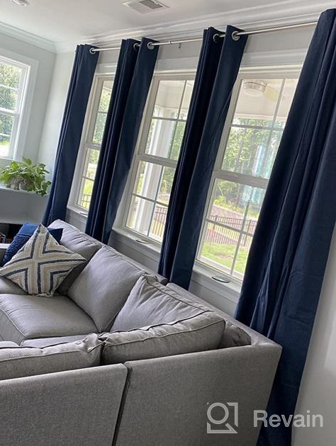 img 1 attached to Extra Wide Thermal Insulated Grey Grommet Curtain Drapes For Living Room/Sliding Glass Door - 100% Blackout Linen Look Patio Door Curtain 84 Inches Long Primitive Window Treatment Decoration review by Shane Loredo