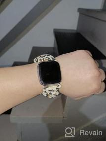 img 6 attached to Upgrade Your Fitbit Versa With TOYOUTHS Patterned Scrunchie Bands - Elastic, Stylish & Comfortable!