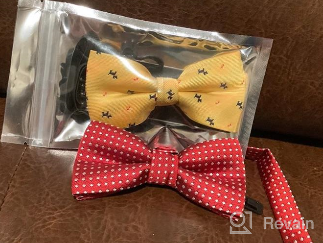 img 1 attached to Handmade Pre-Tied Patterned Bow Ties for Kids by Carahere review by Allie Hull