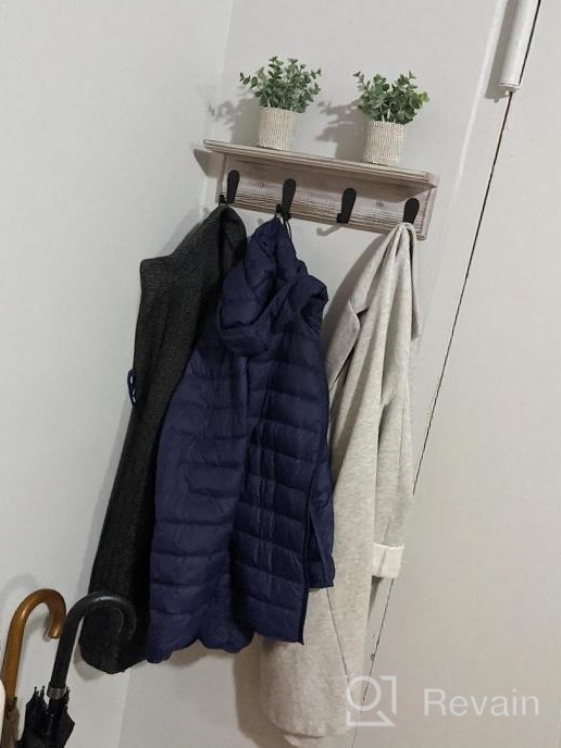 img 1 attached to Pinewood Wall Mounted Entryway Shelf Coat Rack With 4 Metal Hooks For Mudroom, Kitchen, Bathroom - Sageme Floating Rustic Hanging Storage Organizer review by Mike Fedd