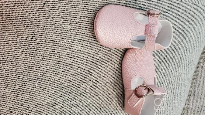 img 1 attached to HONGTEYA PU Soft-Sole T-Strap Moccasins For Baby Girls And Boys - Infant First-Walker Mary Jane Sandals Shoes review by Joe Greiner