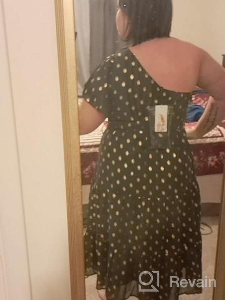 img 1 attached to Stylish And Flowy: Prettygarden Women'S One-Shoulder Polka Dot Midi Dress With Tiered Ruffles For Your Boho Summer Look review by Ingrid Buell