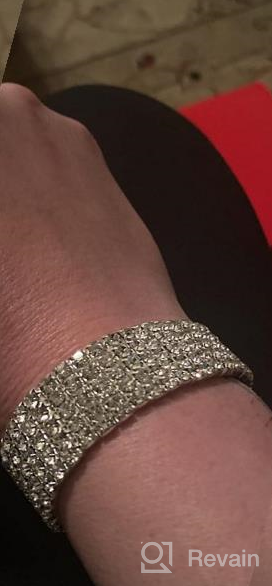 img 1 attached to Yumei Jewelry 5 Strand Rhinestone Stretch Bracelet: Elegant Silver-tone Sparkling Bridal Tennis Bangle review by Robert Robertson