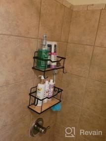 img 6 attached to Wall Mount Bamboo Shower Caddy Organizer With 6 Hooks - Natural, Self-Adhesive, Waterproof & Rustproof Storage Rack For Bathroom And Kitchen - No Drilling Required (2 Pack)