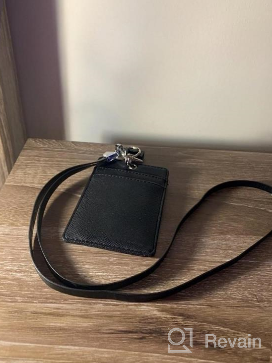 img 1 attached to Boshiho Cowhide Leather ID Badge Card Holder With 19" Neck Lanyard, Vertical Style Dark Brown - SEO Optimized review by James Mayberry