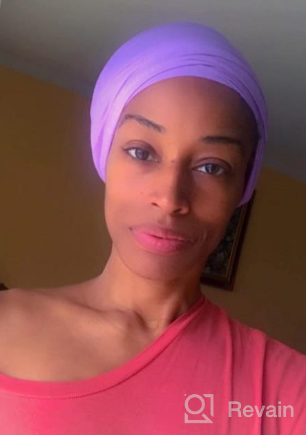 img 1 attached to Stylish Head Wraps For Black Women - Stretchy Hair Scarf, African Turban Headwraps & Jersey Tie Headbands (Black And Coffee) review by Jonathan Devarapalli