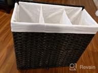img 1 attached to Greenstell 3-Section Laundry Hamper With Lid: 125L Capacity, 2 Detachable Liner Bags, 5 Mesh Laundry Bags, Handwoven Synthetic Rattan Basket For Clothes, Toys - Black review by Shannon Williams