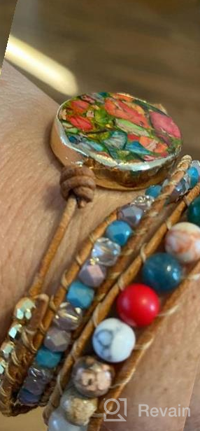 img 1 attached to Starto Jasper Stone Bracelet - 3 Rows of Beads 🌸 Wrap Wrist Statement Boho Bracelet for Women - Natural and Elegant review by Paul Randall