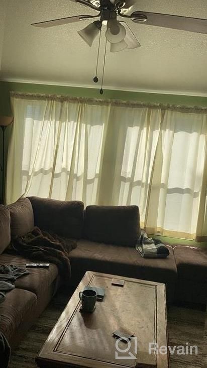 img 1 attached to Linen Look Semi Sheer Curtains 96 Inches Long For Living Room, Melodieux White Bedroom Rod Pocket Voile Drapes, 52X96 Inch (2 Panels) review by Darrell Beecher