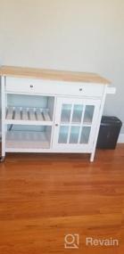 img 5 attached to ChooChoo Rolling Kitchen Island: Portable, Drawer & Glass Cabinet, Wine Shelf, Towel Rack, White
