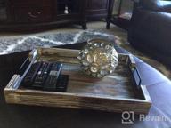 img 1 attached to Large 20X14 Torched Wood Serving Tray With Handles - Perfect For Breakfast, Coffee & Ottoman Trays! review by Callie Boyd