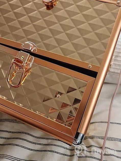 img 1 attached to Makeup Train Case Professional Makeup Organizer Case With Drawer Mirror Extra Large Makeup Manicure Accessory With Dividers Travel Cosmetic Case For Cosmetologist Nail Tech Kits Makeup Case Rose Gold review by Andrea Allen