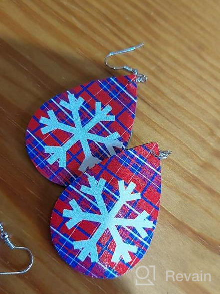 img 1 attached to 🎄 Set of 4 Christmas Snowflake Leather Dangle Earrings - Colorful Snowman, Elk, and Teardrop Designs for Women and Girls' Jewelry review by Angela Kutzler