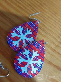 img 3 attached to 🎄 Set of 4 Christmas Snowflake Leather Dangle Earrings - Colorful Snowman, Elk, and Teardrop Designs for Women and Girls' Jewelry