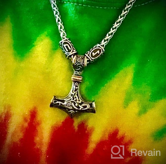img 1 attached to Gungneer Mjolnir Thors Hammer Necklace: Stunning Norse pendant in mixed gold color, made of stainless steel - Ideal Viking jewelry for men! review by Udders Sharma