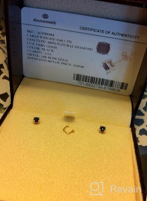 img 1 attached to Exquisite 14K Gold Black Diamond Earrings: Perfect Women's-Girls Gift-Box with Authenticity Cards - 4 mm, 2/3 ct t.w. review by Alisha Bradley