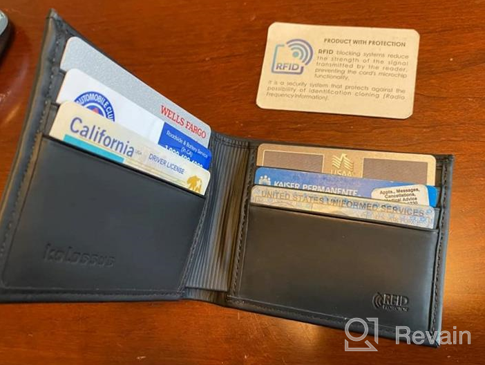 img 1 attached to Kolossus Wallet For Men, Full Grain Leather, Minimalist Slim, RFID Blocking, Billfold With 6 Card Slots (Black) review by Warrick Batebi