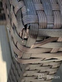 img 5 attached to BELLEZE Обеденный набор для патио из 5 предметов из ротанга с решетчатым плетеным столом и стульями, уличная мебель с вырезом под зонтик и съемными подушками - Mariel (коричневый)