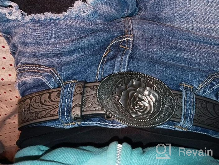 img 1 attached to 👖 Belts for Men - Western Embossed Vintage Genuine Leather Accessories review by Gabriel Day