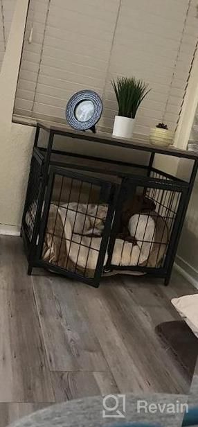 img 1 attached to 🐶 HOOBRO Dog Crate Furniture, Wooden Dog Crate, 3-Door Indoor Dog Kennel, Decorative Mesh Pet Crate End Table for Medium/Small Dog, Chew-Resistant Dog House in Rustic Brown and Black - BF63GW03 review by Drew Poulin