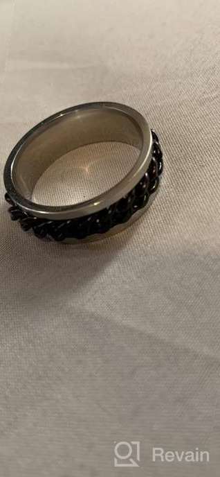 img 1 attached to 8mm Stainless Steel Chain Inlay Spin Wedding Band Biker Ring - Durable & Stylish review by Marc Farrell